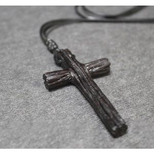 Ebony Cross Pendant Or Handmade Religious Necklace